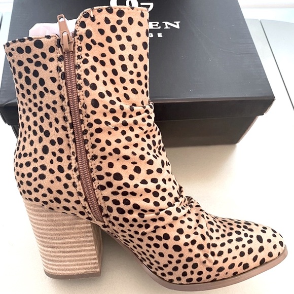 Queen George Amsterdam Leopard inside zipper higher front ankle Boot NWB 7 - Picture 4 of 12